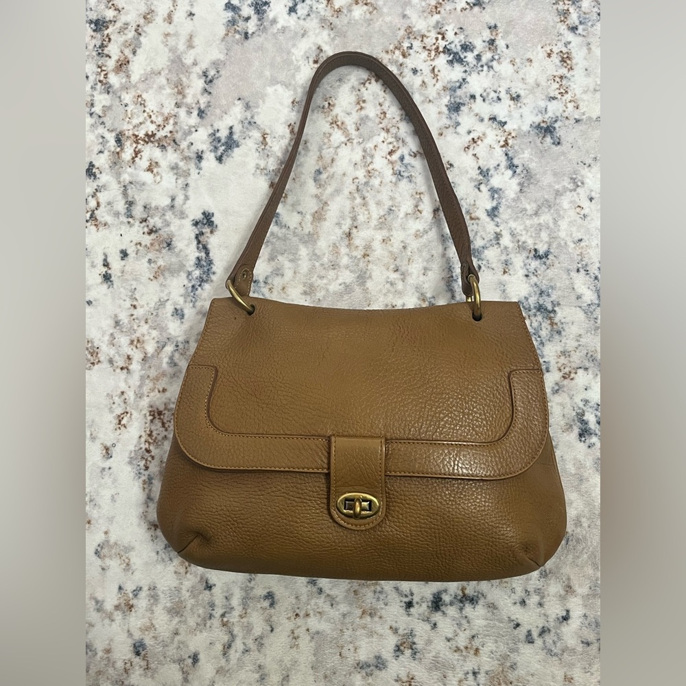 Vintage Roger Van S Brown Leather Bag with Gold Hardware